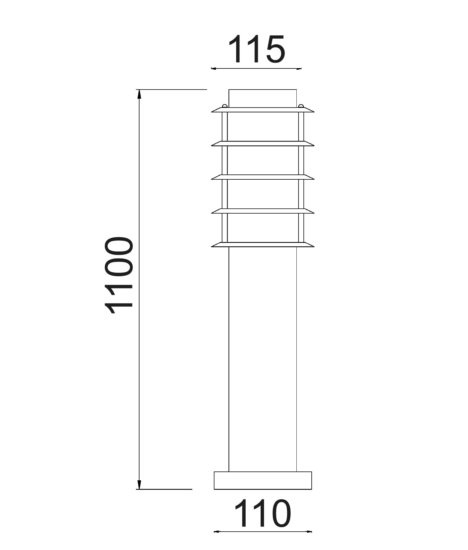 Exterior E27 Surface Mounted Louvred Stainless Steel Bollard Lights IP44