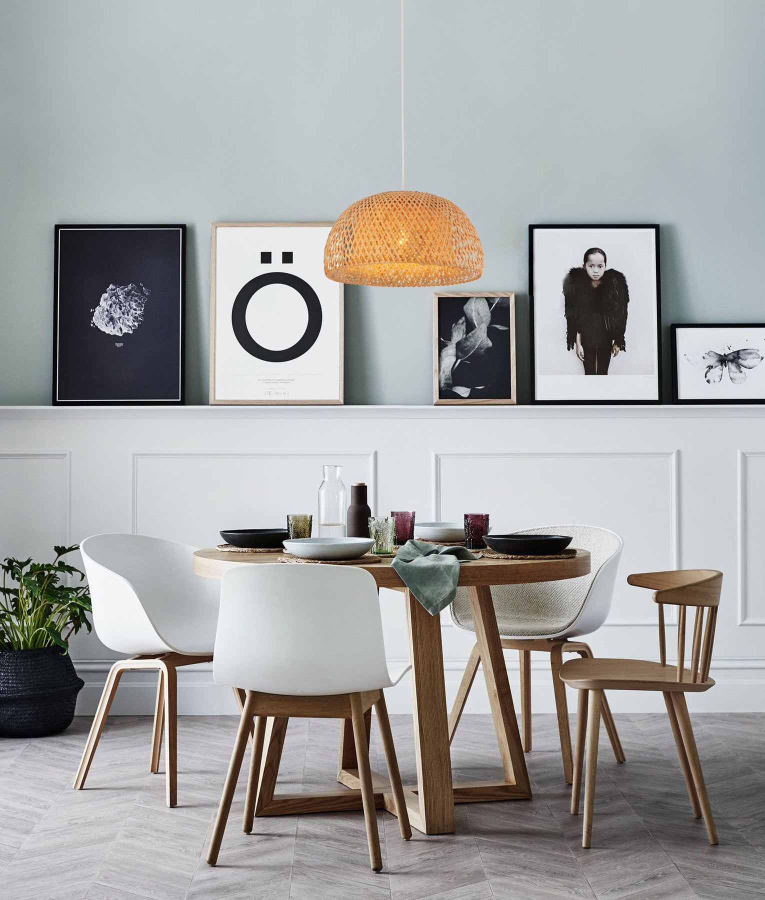 Bohemian Interior Natural Bamboo Finish Pendant Light