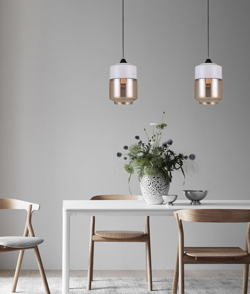 Retro White With Amber Jar Shape Pendant Light