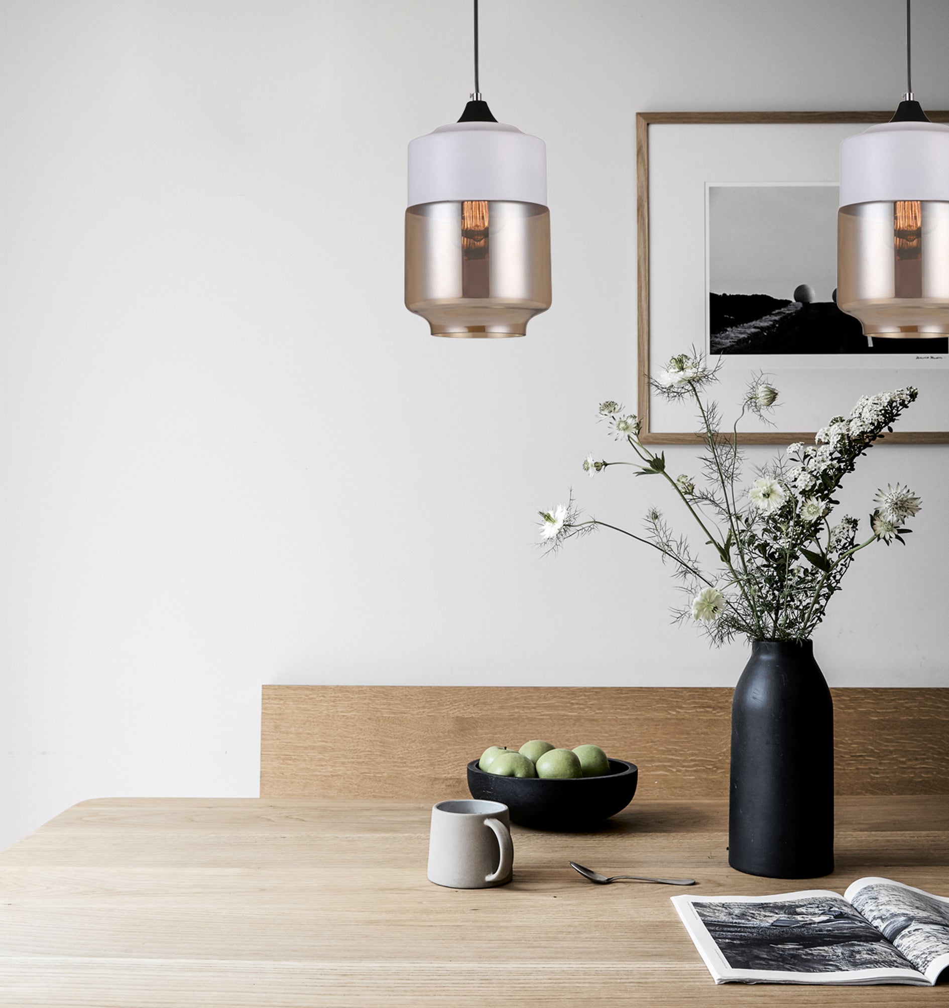 Retro White With Amber Jar Shape Pendant Light