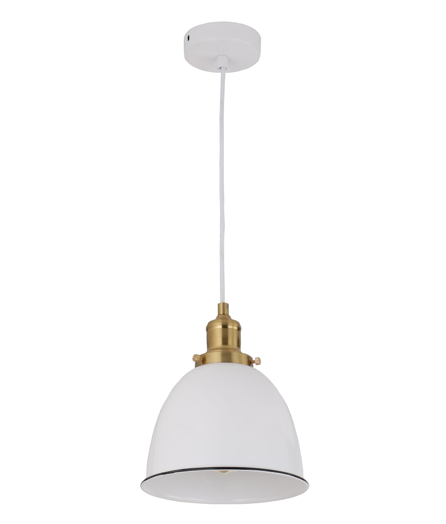 Interior White with Antique Brass & Black Highlight Ellipse Pendant Light