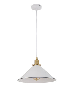 Interior White with Antique Brass & Black Highlight Coolie Pendant Light