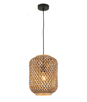 Bohemian Interior Cylinder Brown/Natural Bamboo Cage Pendant Light