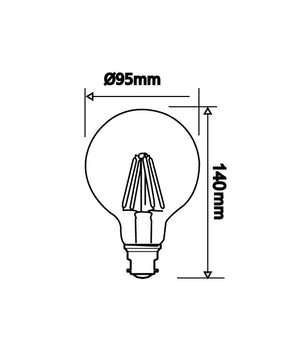 G95 LED Filament Dimmable Clear Diffuser Globes (6W)