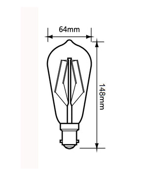 Pear Shape ST64 LED Filament Dimmable Clear Diffuser Globes (8W)