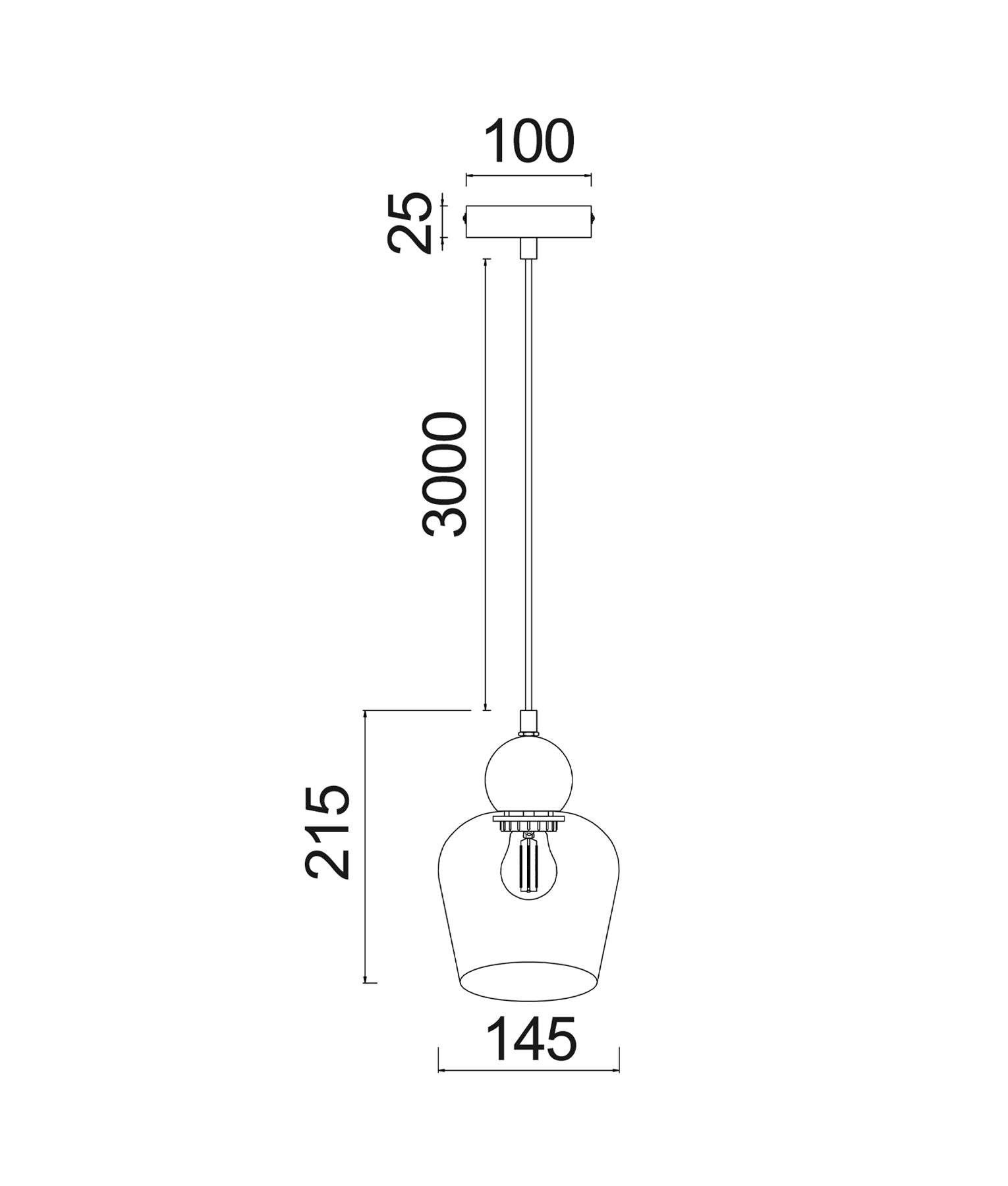 Interior Bronze Amber / Black Smoke Glass Ellipse Pendant Lights