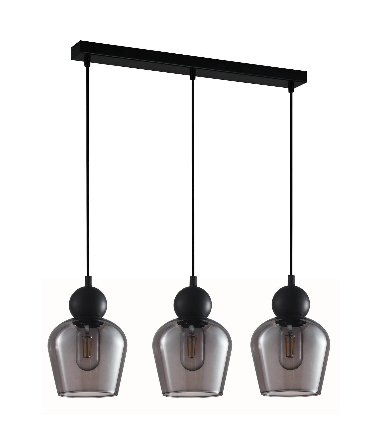 Interior Bronze Amber / Black Smoke Glass Ellipse Multiple Bar Base Pendant Lights