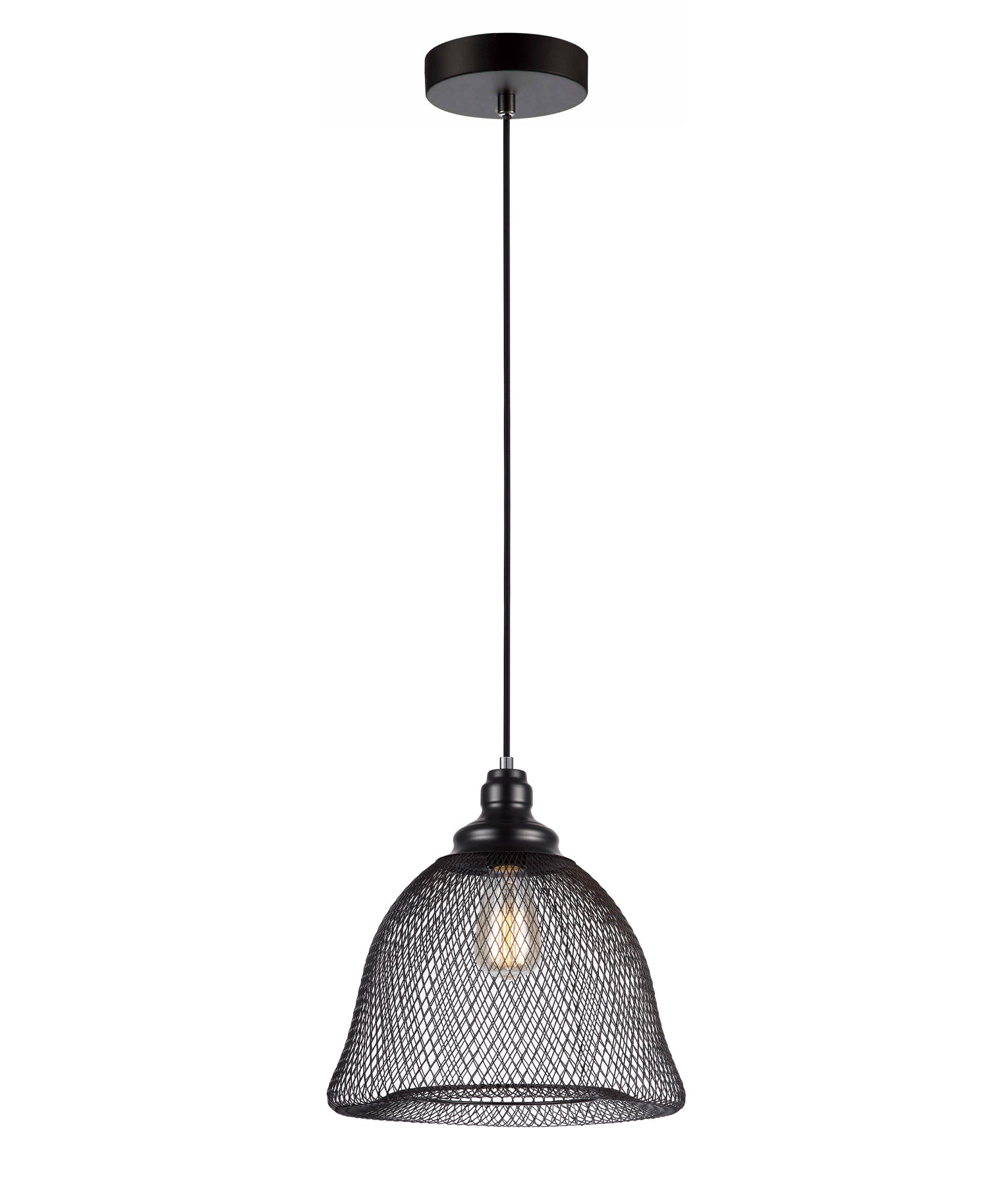 Industrial Black Mesh Bell Pendant Light