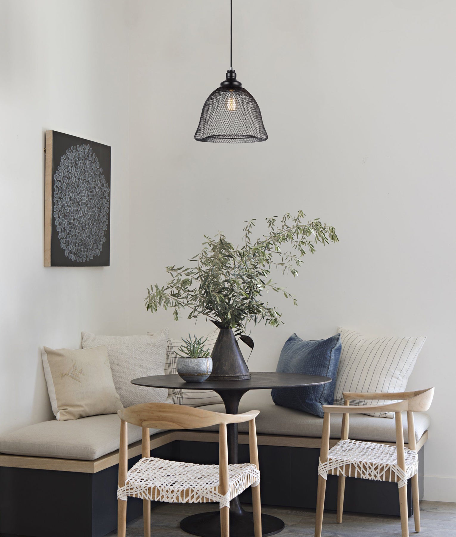 Industrial Black Mesh Bell Pendant Light