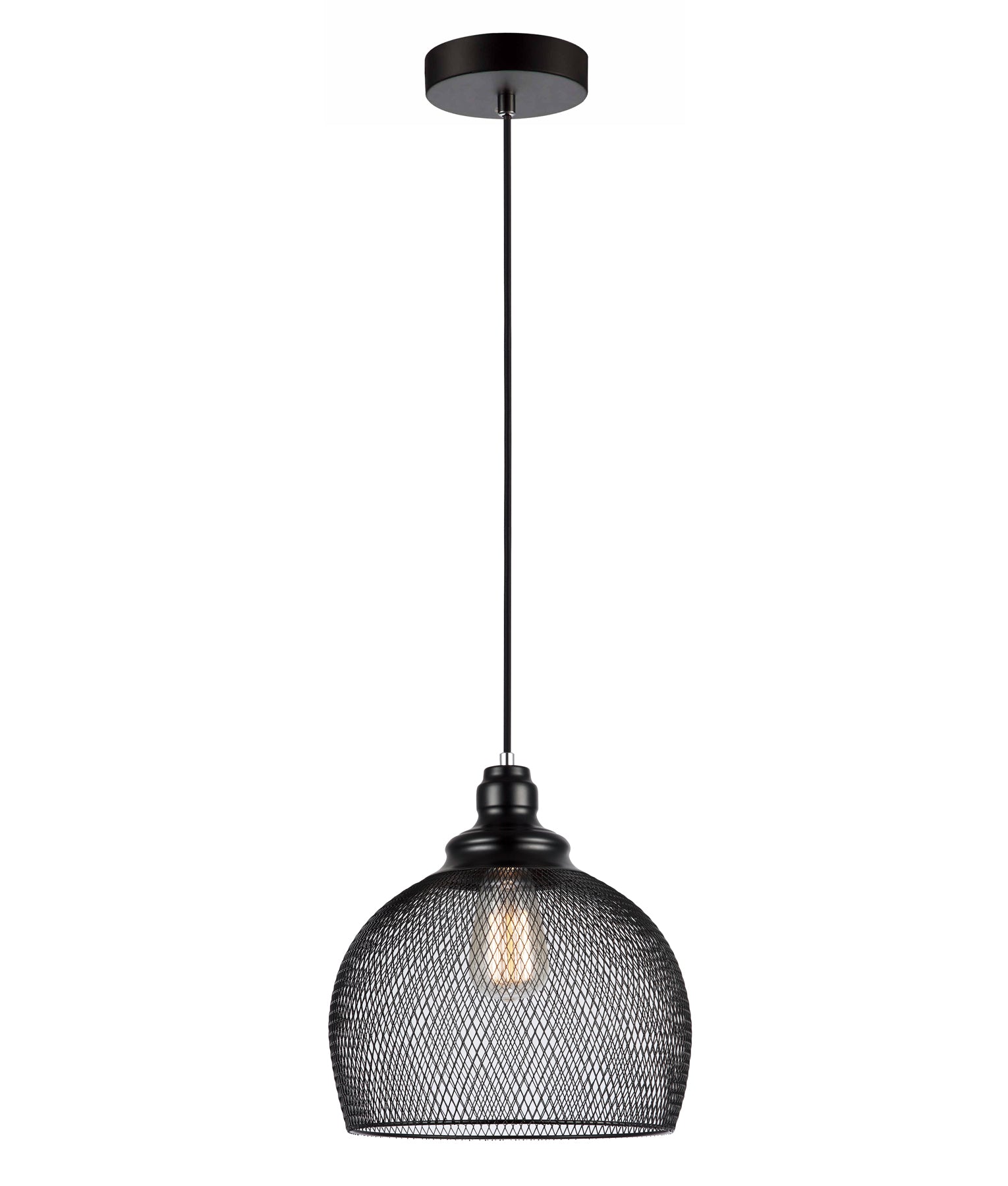 Industrial Black Mesh Bird Cage Wine Glass Shape Pendant Light