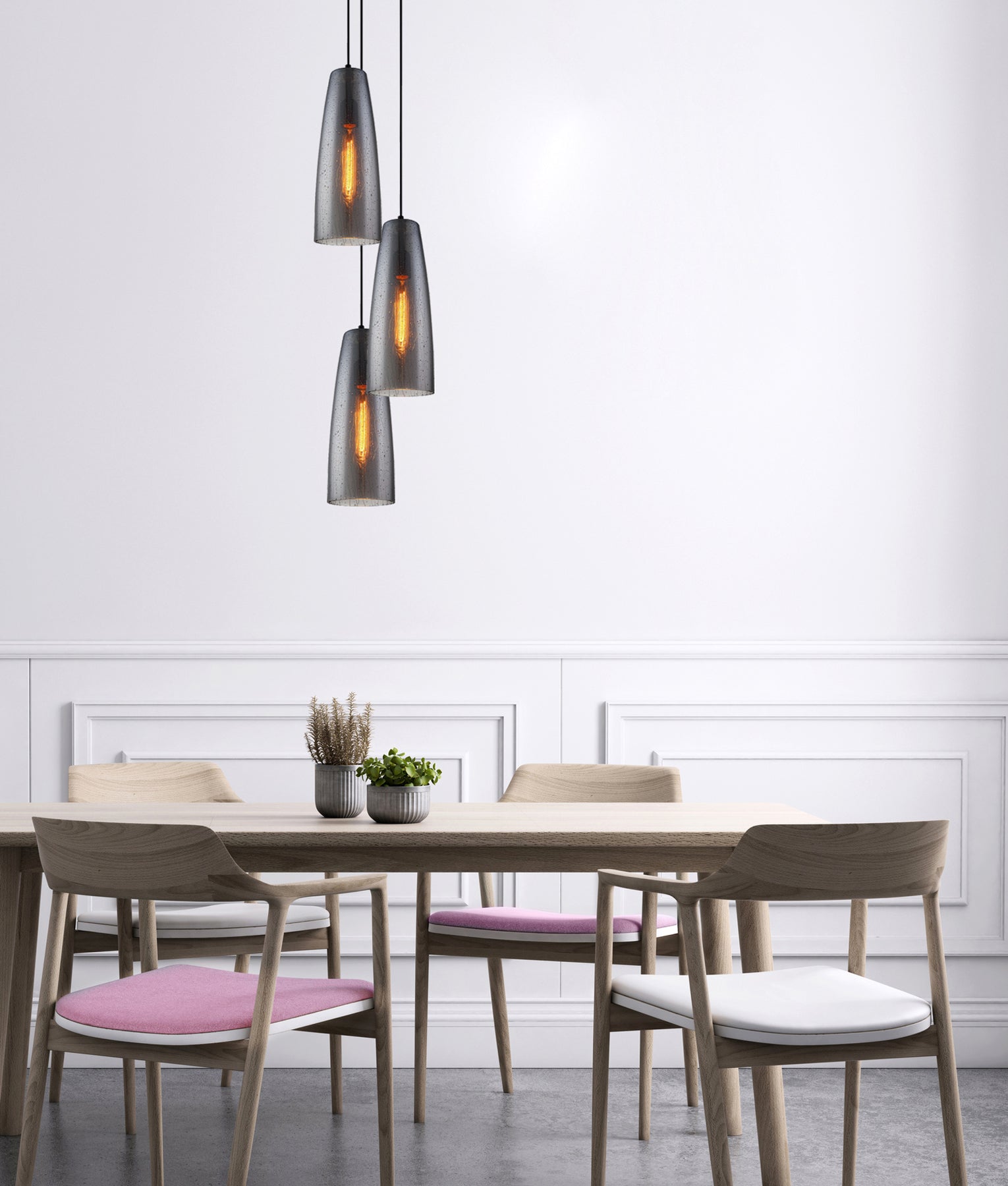 Modern Smoke Black Glass with Rain Drop Effect Long Cone Shape Pendant Light