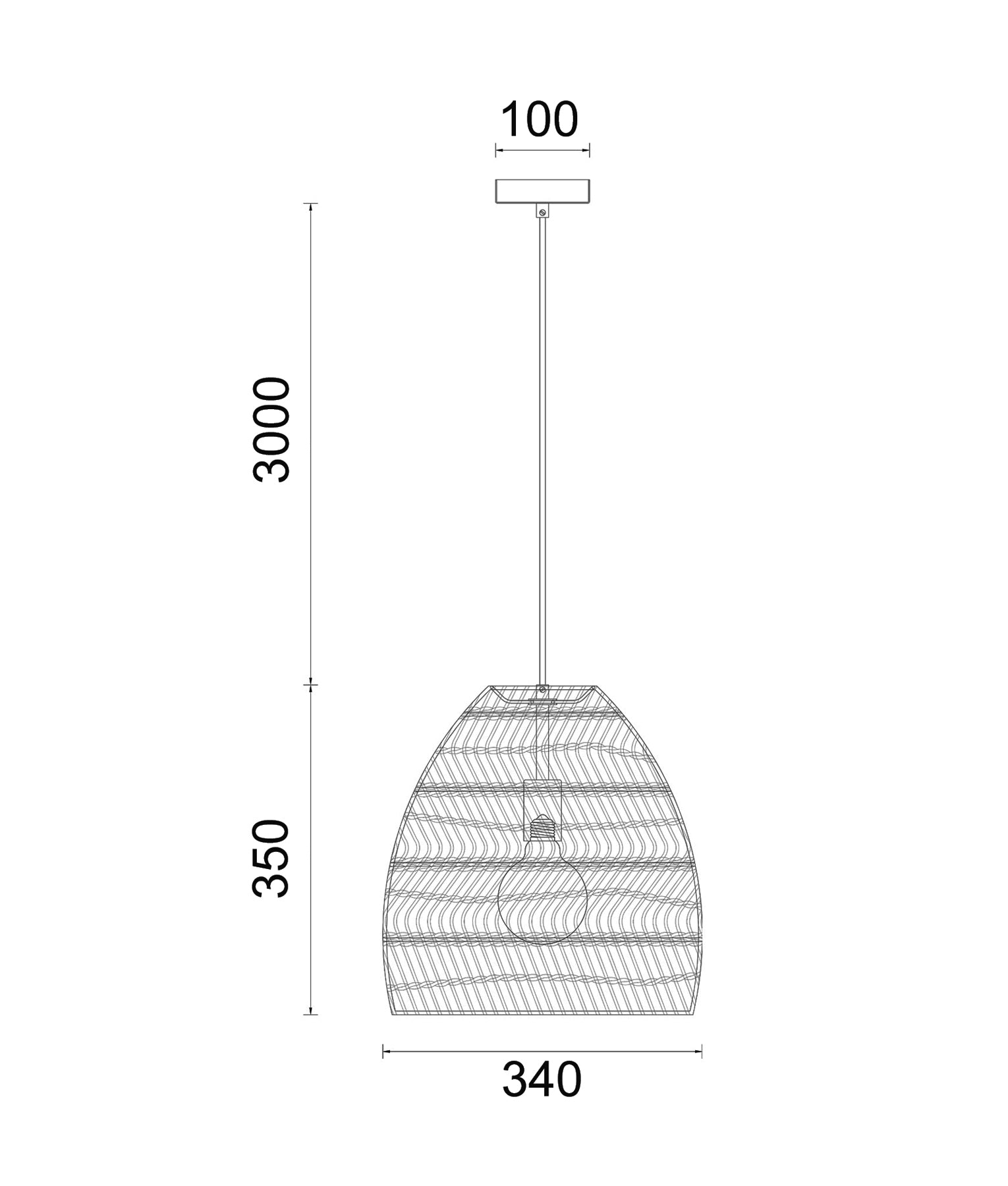 Bohemian Interior Rattan Matte Black Ellipse Pendant Light