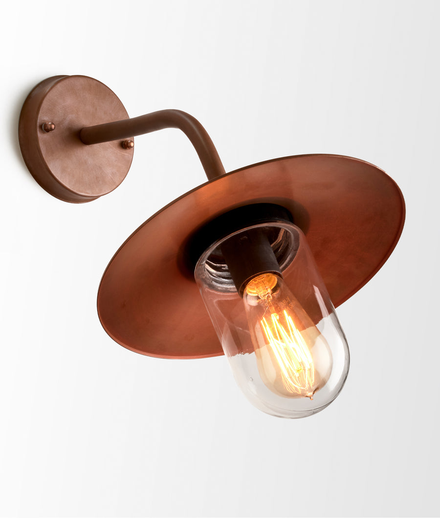 Matte Aged Copper Exterior Wall Lamp With Clear Glass IP54