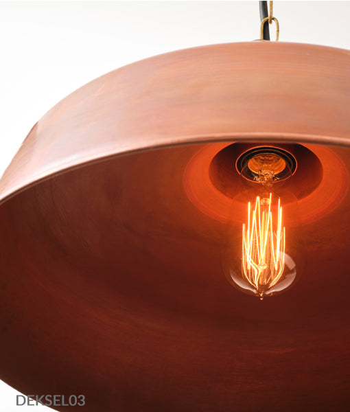 Industrial Rustic Aged Copper Interior Dome Shape Pendant Light