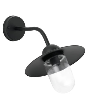 Industrial Matte Black Exterior Wall Light With Clear Glass IP54