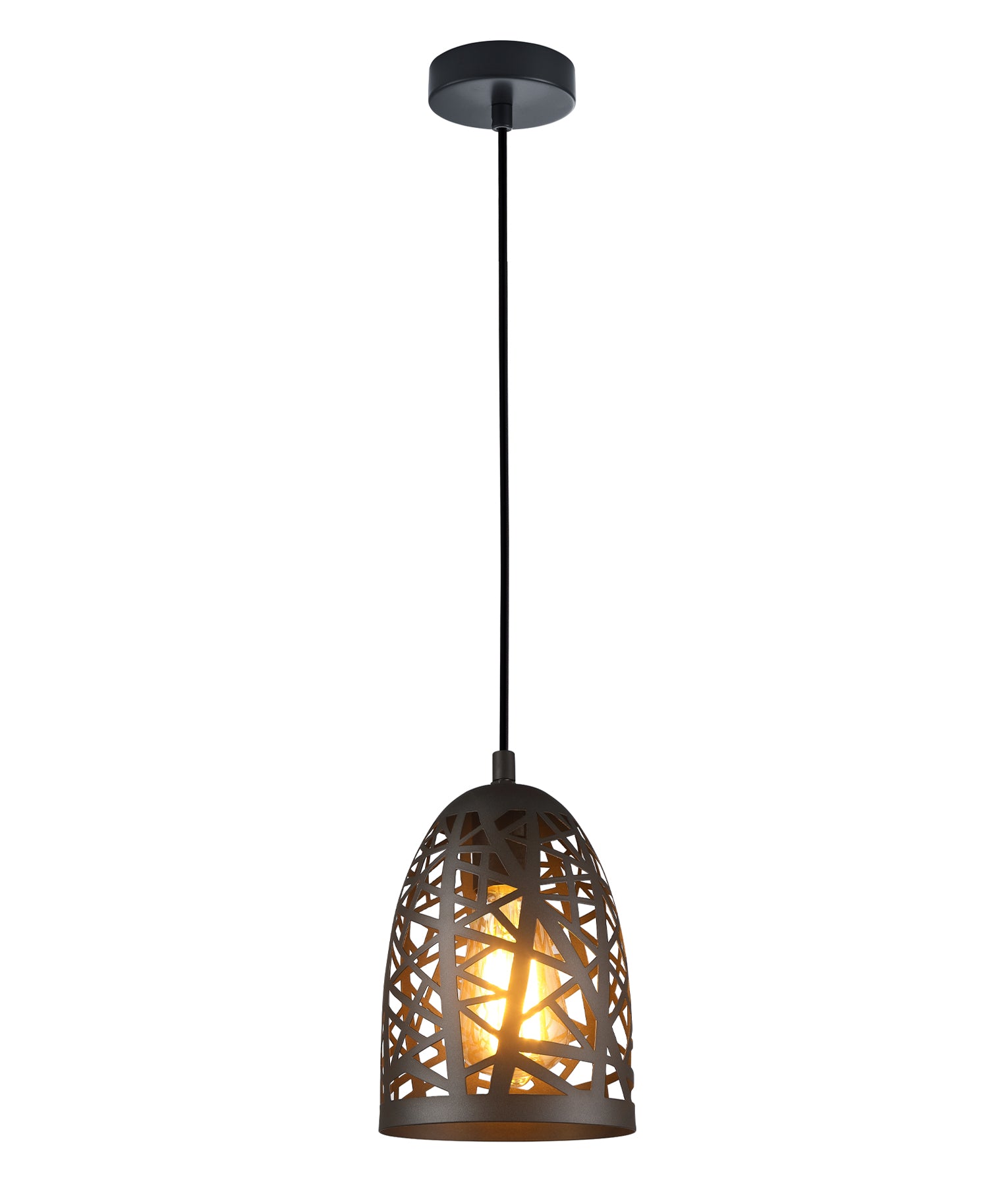 Modern Interior Black / White Iron Cage Ellipse Pendant Lights