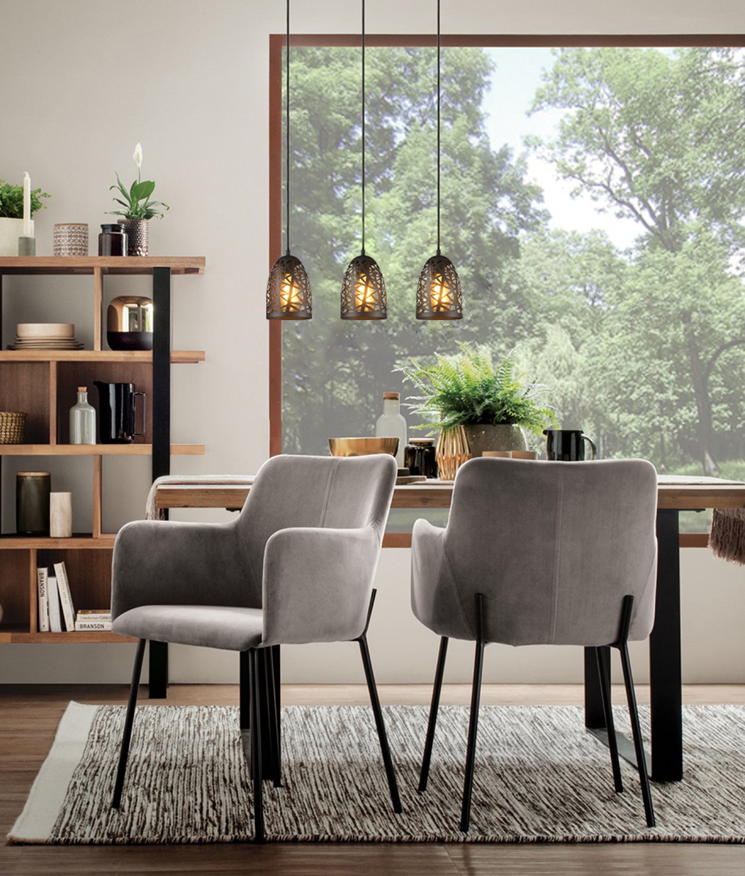 Modern Interior Black / White Iron Cage Ellipse Pendant Lights