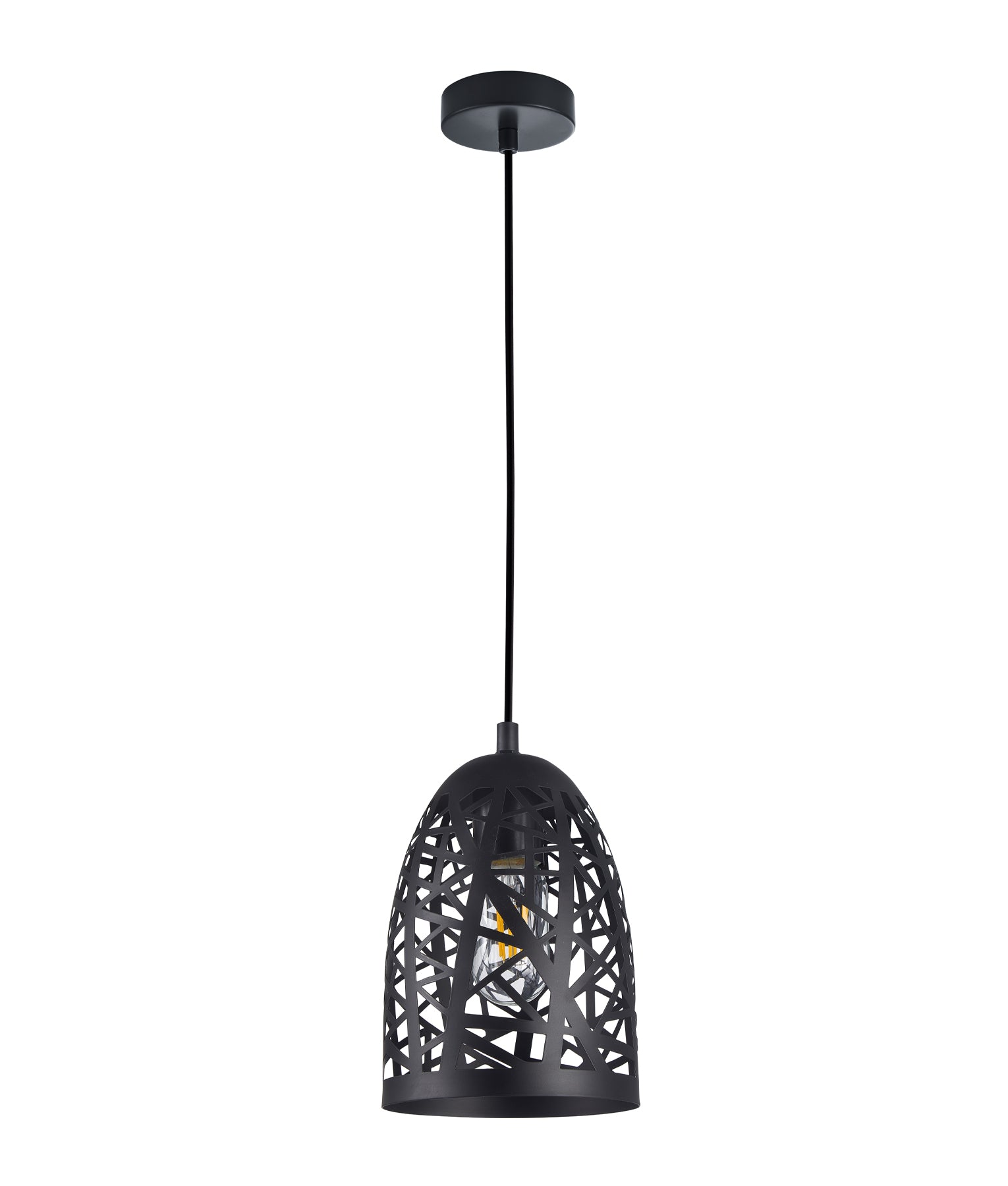 Modern Interior Black / White Iron Cage Ellipse Pendant Lights