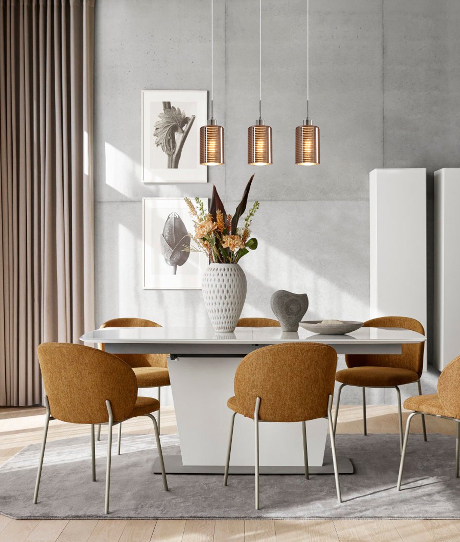 Interior Iron & Chrome/ Rose Gold Oblong Glass with Line Effect Pendant Lights Bar base