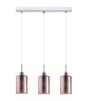 Interior Iron & Chrome/ Rose Gold Oblong Glass with Line Effect Pendant Lights Bar base