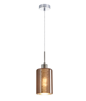 Interior Iron & Chrome/ Rose Gold Oblong Glass with Line Effect Pendant Lights