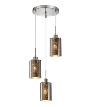 Interior Iron & Chrome/ Rose Gold Oblong Glass with Dotted Effect Pendant Lights Round Base