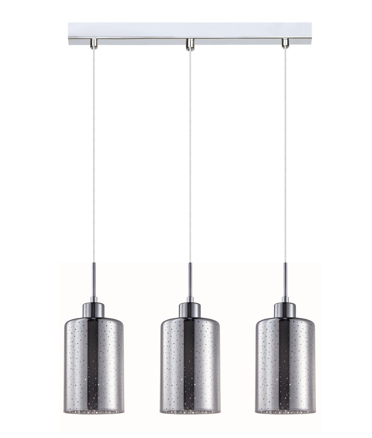 Interior Iron & Chrome/ Rose Gold Oblong Glass with Dotted Effect Pendant Lights Bar base