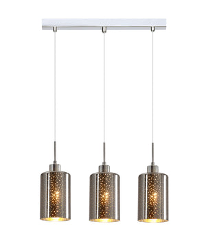 Interior Iron & Chrome/ Rose Gold Oblong Glass with Dotted Effect Pendant Lights Bar base