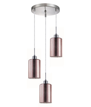 Interior Iron & Chrome/ Rose Gold Oblong Glass with Dotted Effect Pendant Lights Round Base
