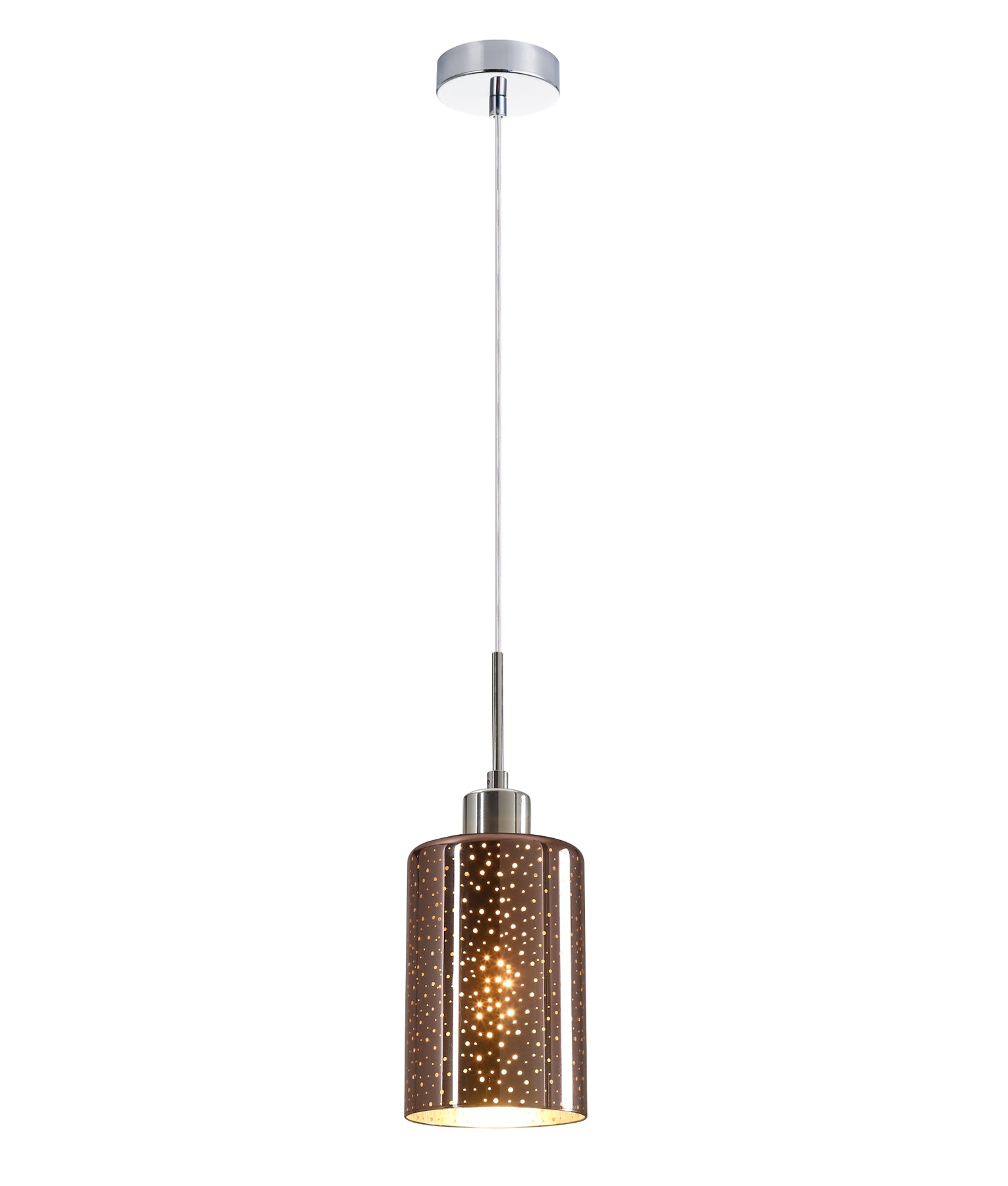 Interior Iron & Chrome/ Rose Gold Oblong Glass with Dotted Effect Pendant Lights