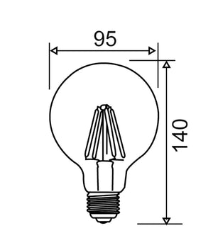 G95 LED Filament Frosted Diffuser Dimmable Globes (6W)
