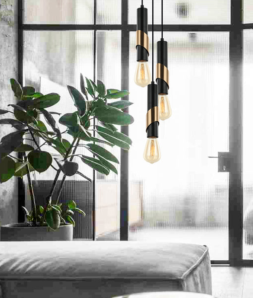 Interior Tube with Brass Highlight Pendant Lights