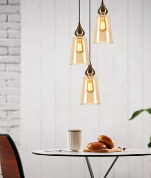 Modern Interior Multiple Ellipse Glass Flat Top with Metal Highlight Pendant Lights Round Base