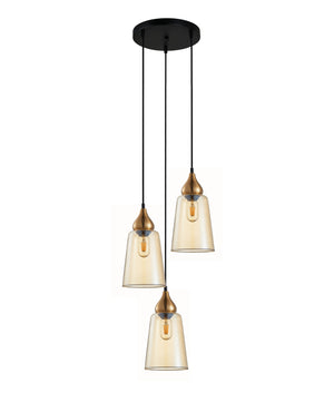 Modern Interior Multiple Ellipse Glass Flat Top with Metal Highlight Pendant Lights Round Base