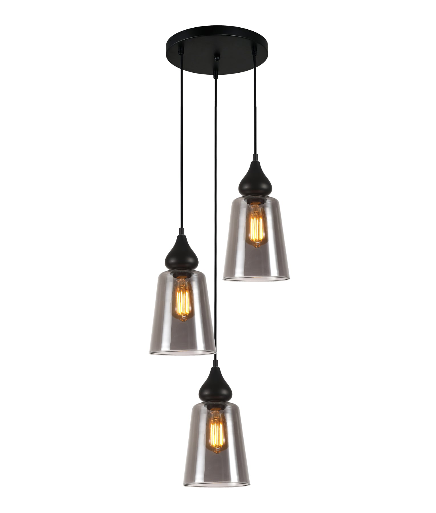 Modern Interior Multiple Ellipse Glass Flat Top with Metal Highlight Pendant Lights Round Base