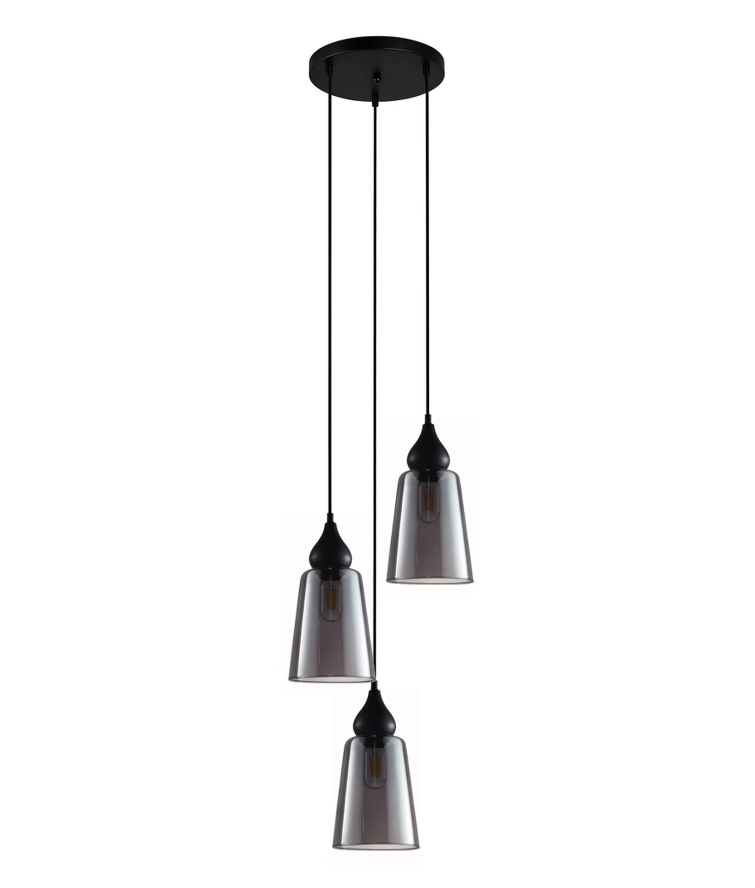 Modern Interior Multiple Ellipse Glass Flat Top with Metal Highlight Pendant Lights Round Base