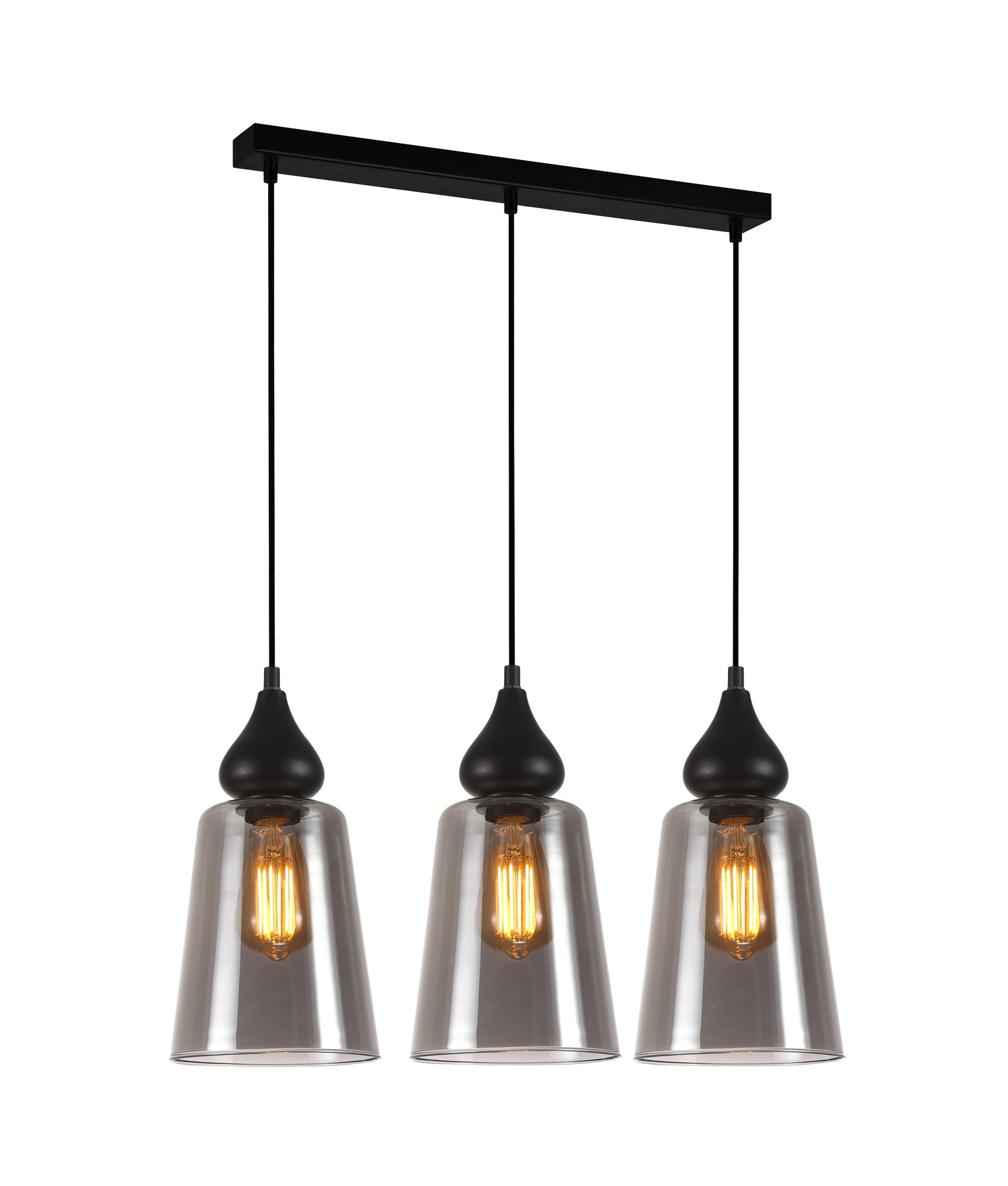 Modern Interior Multiple Ellipse Glass Flat Top with Metal Highlight Pendant Lights Bar Base