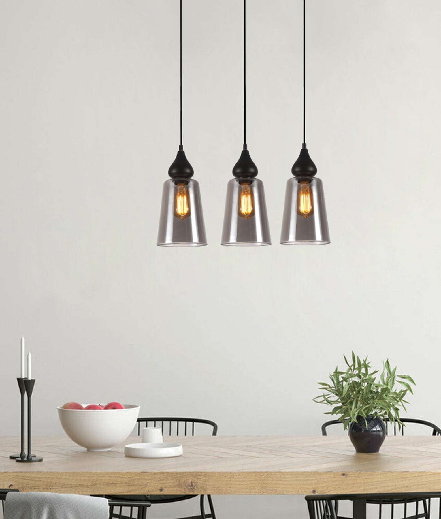Modern Interior Multiple Ellipse Glass Flat Top with Metal Highlight Pendant Lights Bar Base