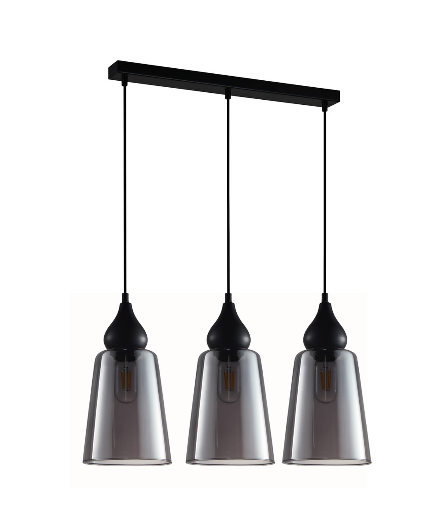 Modern Interior Multiple Ellipse Glass Flat Top with Metal Highlight Pendant Lights Bar Base
