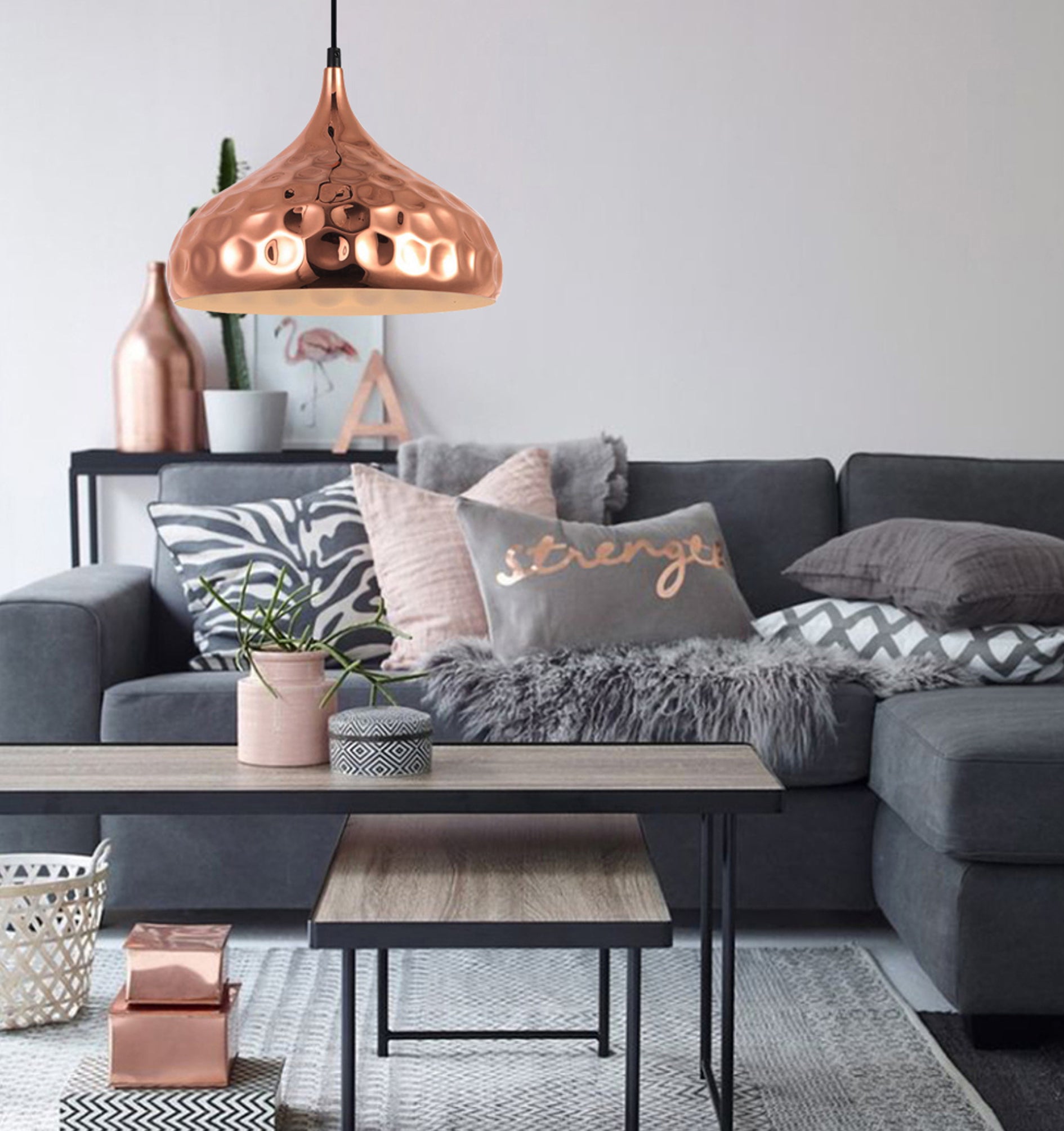 Modern Bohemian Copper Plated Dome Shape Pendant Light