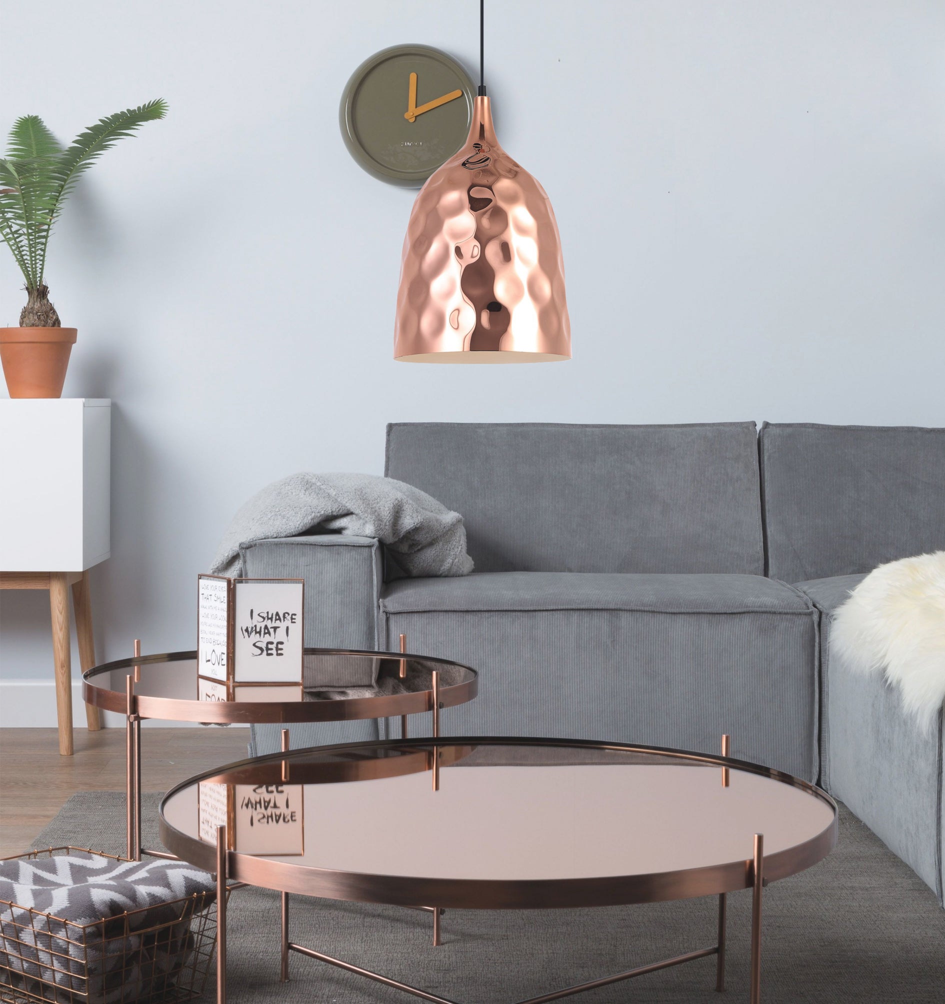 Modern Bohemian Copper Plated Ellipse Shape Pendant Light