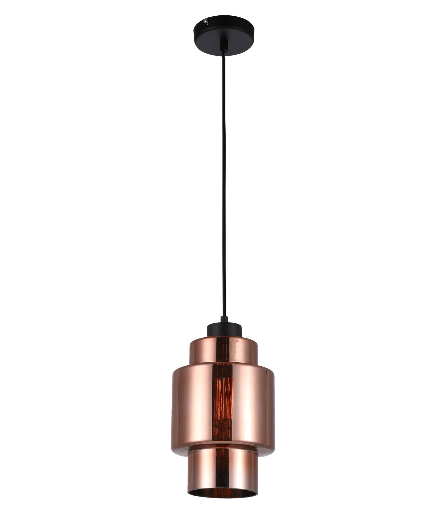 Modern Retro Copper Coloured Glass Double Cylinder Pendant Light