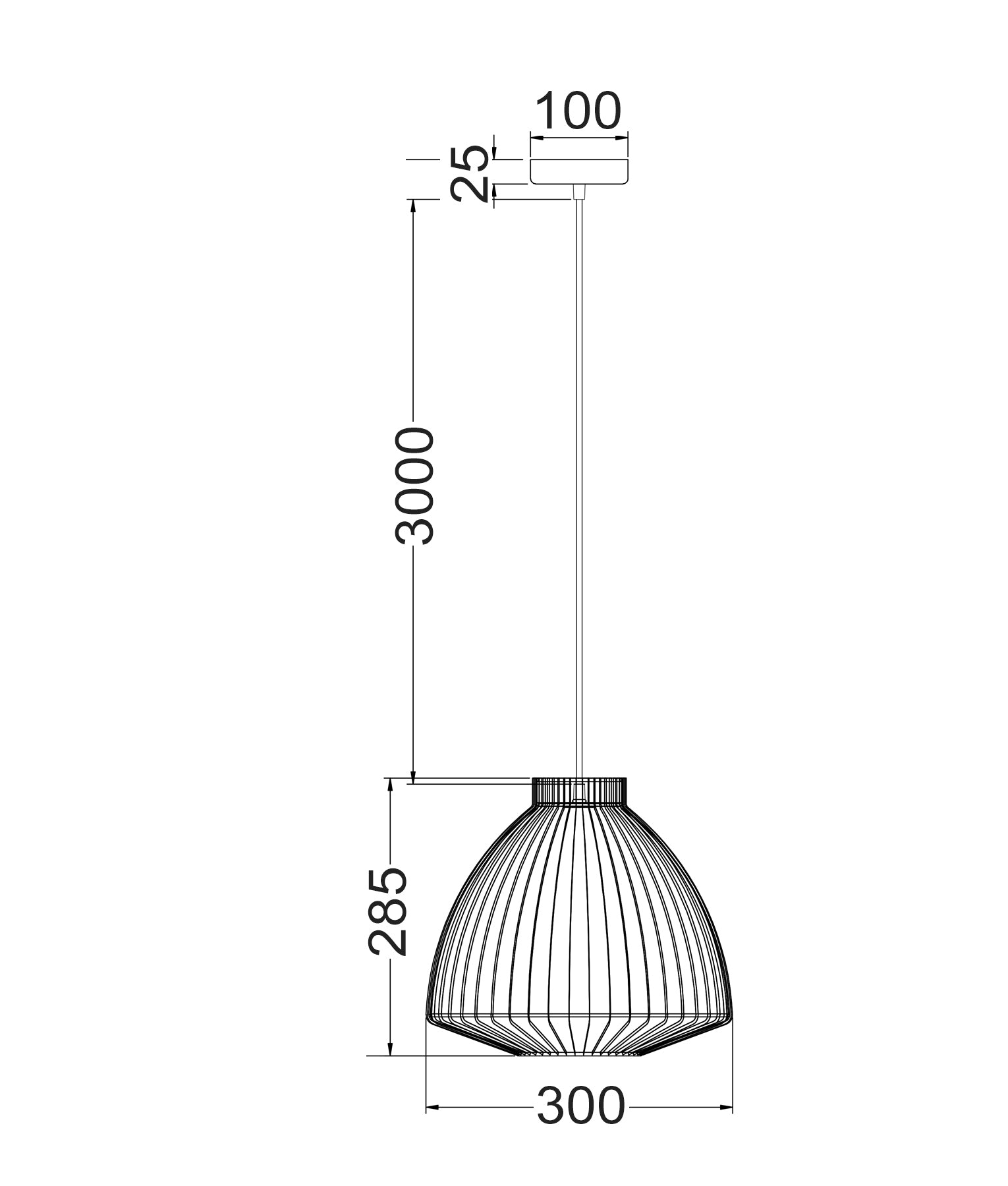 Modern Interior Cone (Concave) Wire Cage Pendant Lights