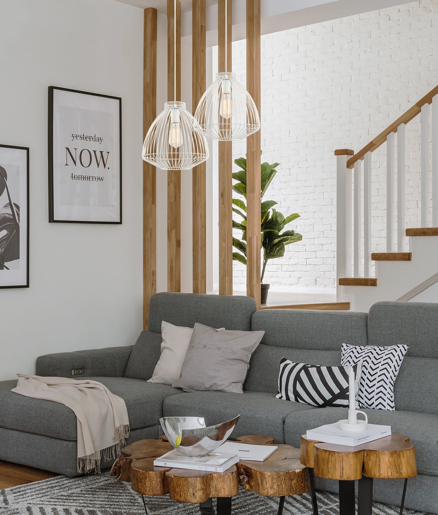 Modern Interior Cone (Concave) Wire Cage Pendant Lights