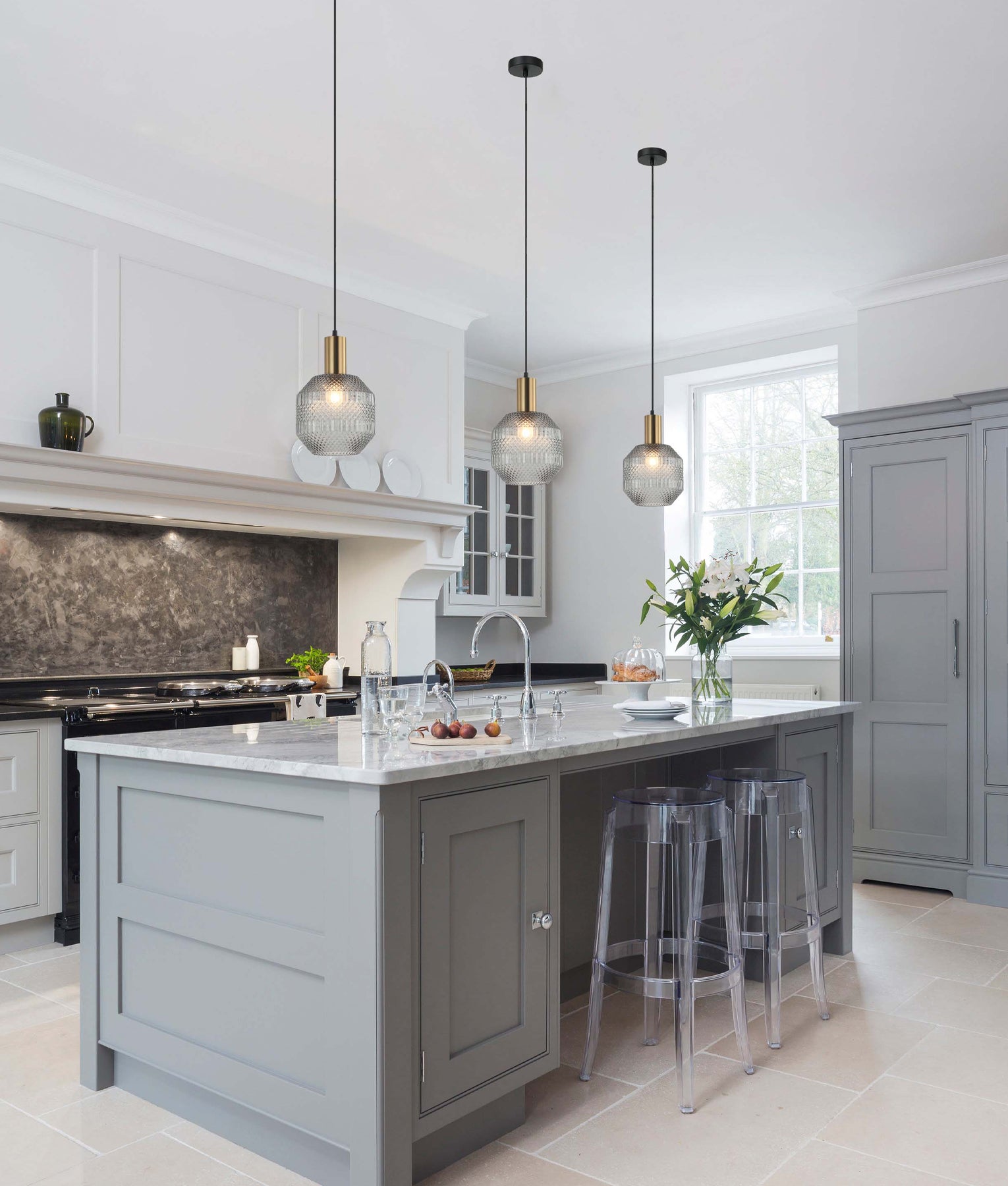 Interior Glass Jar With Quadrilateral Segment Pendant Lights