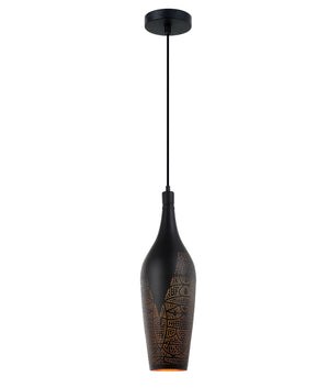 Bohemian Black Shade with Gold Interior Bottle Shape Pendant Light