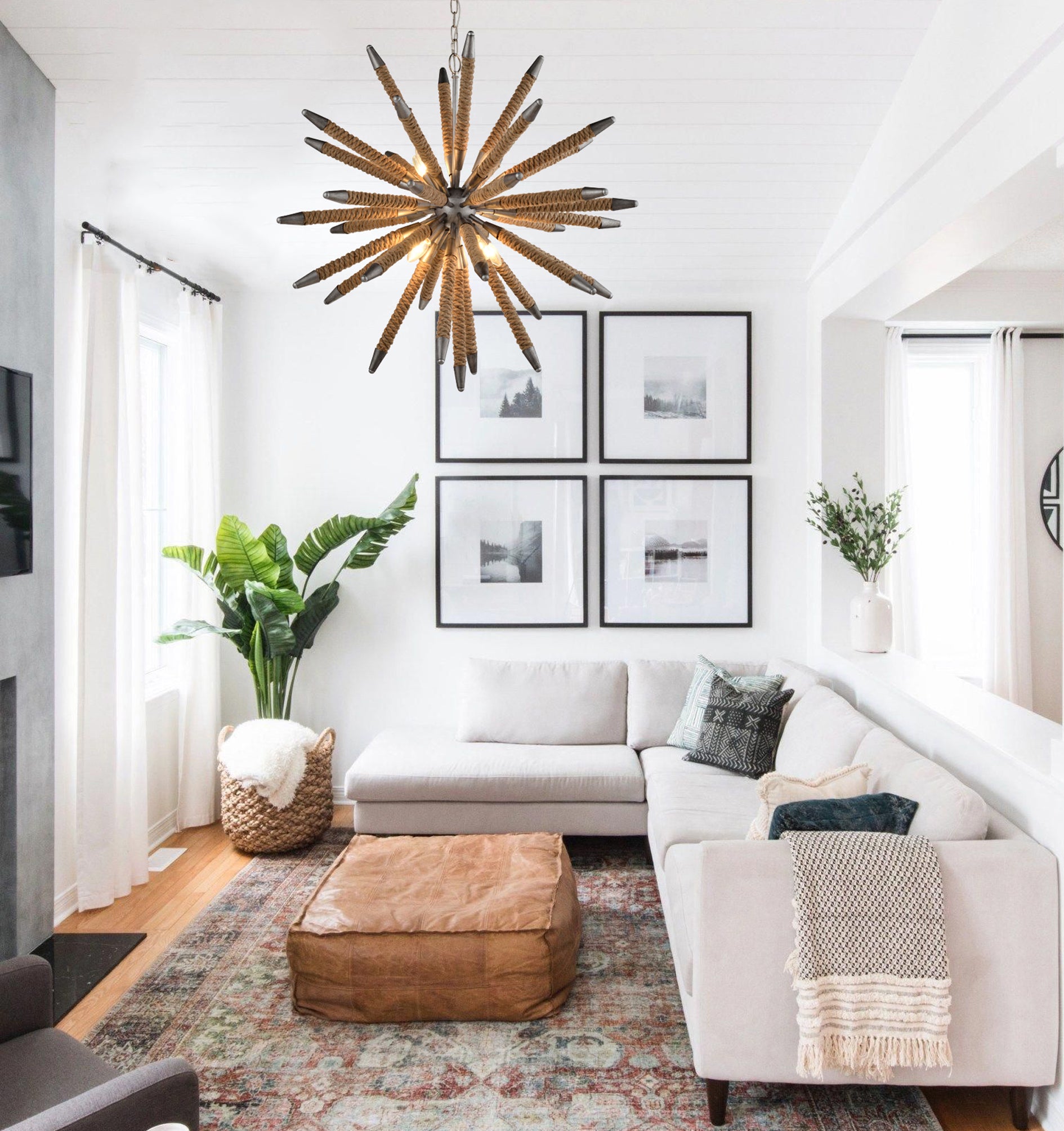 Medieval Style Natural Rope 8 light Pendant Light