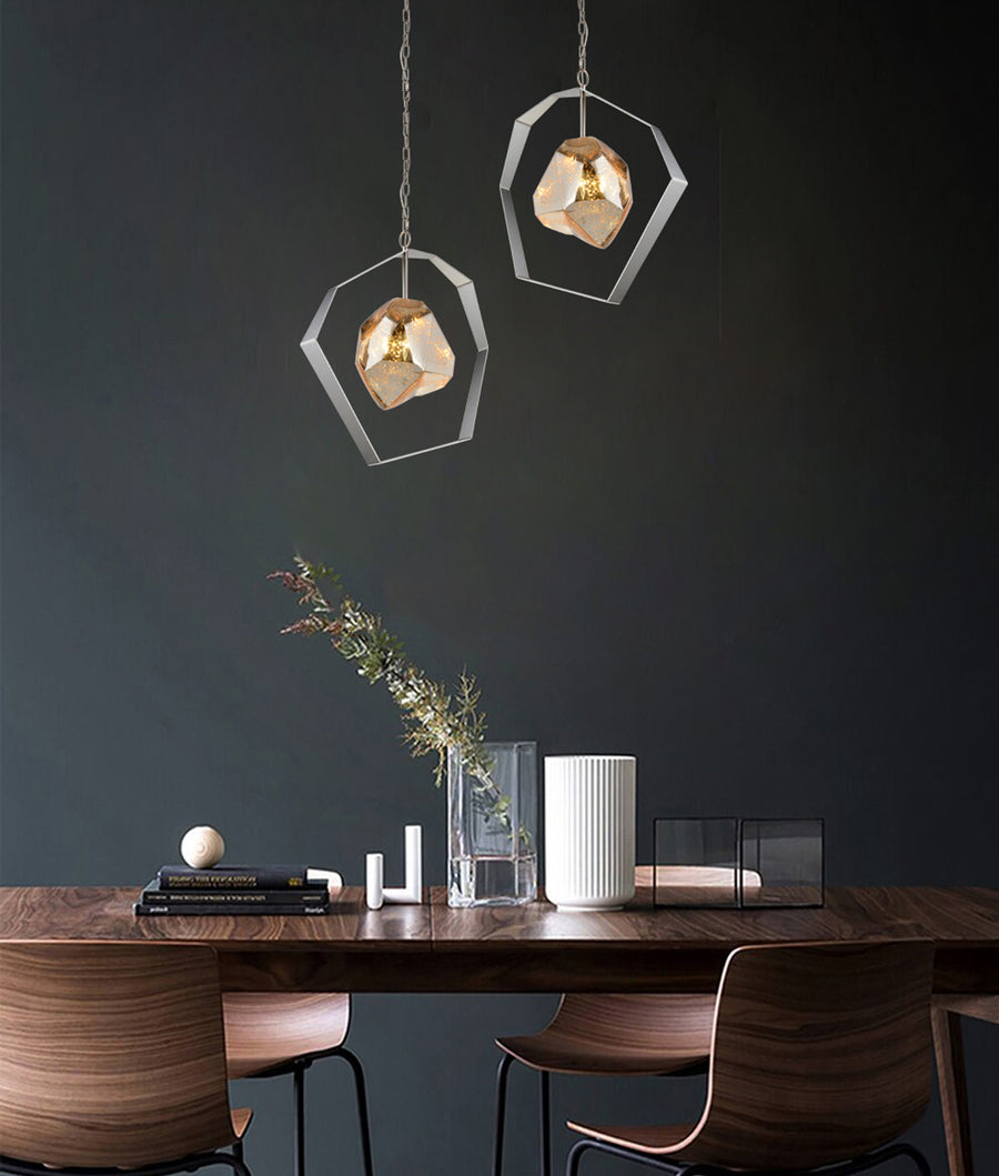 Modern Bohemian Style Stainless Steel with Silver Glass Pendant Light