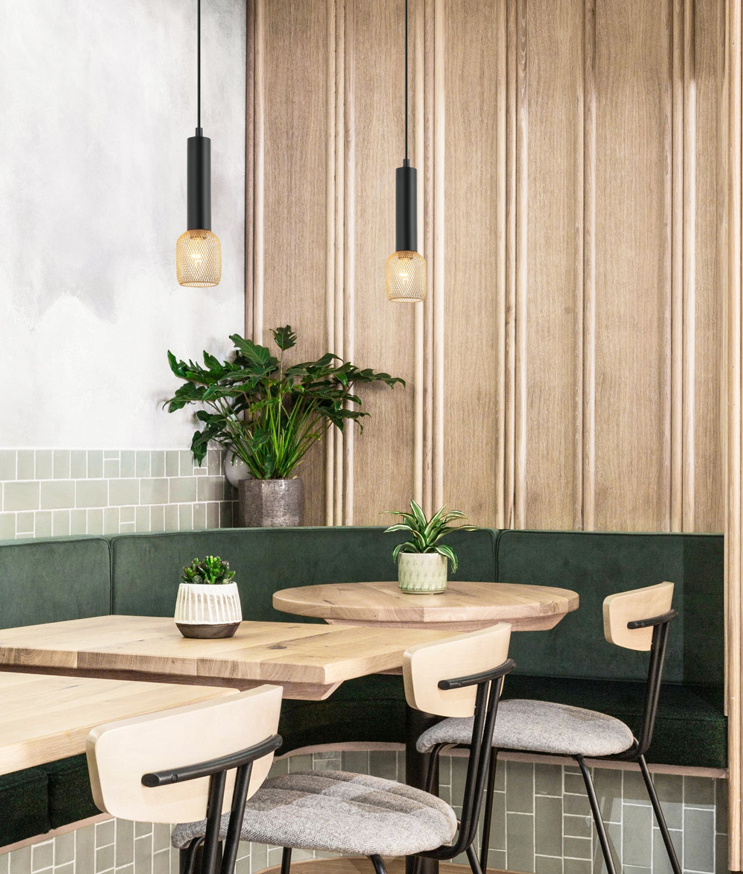 Modern Karaoke Mic Shape Interior Cylinder & Mesh Pendant Lights