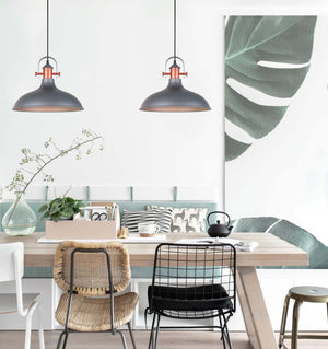 Industrial Scandinavian Dome Shape With Copper Plating Pendant Lights